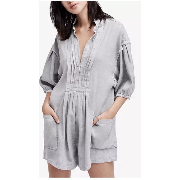 Free People Tomboy SlouchyRomper Jumpsuit, Blue, Size X-Small, #1484 - Picture 7 of 16